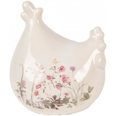Clayre & Eef Béžová keramická slepička s lučními květy Flowers of Love 12*11*13 cm – Hledejceny.cz