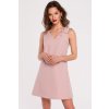 Dámské šaty Plain A line dress with a bow K128 crepepink