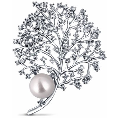 JwL Luxury Pearls elegantní perlová brož se zirkony JL0791 – Zboží Dáma