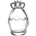 Clayre & Eef Skleněná Dóza na bonbóny ve tvaru vajíčka s oušky a korunkou 7 x 11 cm – Sleviste.cz