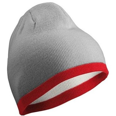 Myrtle Beach beanie with Contrasting Border Světle šedá vínová – Hledejceny.cz