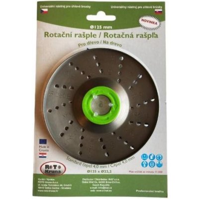 Rotační rašple na obrábění dřeva, plastu, gumy, pryskyřice a jiných měkkých materiálů Roto Kruna - 125x22.2mm, čepel 4.0mm (ROTO12540) – Hledejceny.cz