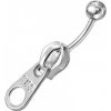 Piercing Šperky4U stříbrný piercing do pupíku zip BP01009