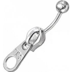 Šperky4U stříbrný piercing do pupíku zip BP01009