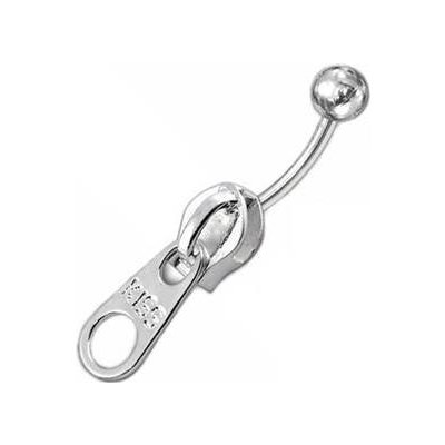 Šperky4U stříbrný piercing do pupíku zip BP01009 – Zboží Mobilmania