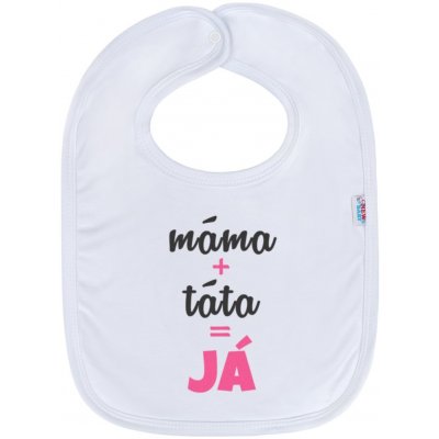 New Baby bavlněný bryndák máma+táta=JÁ růžový – Zboží Mobilmania