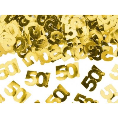 PARTYDECO Metalické konfety číslo 50 zlaté 15 g – Zboží Dáma