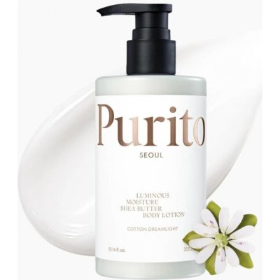 PURITO SEOUL - LUMINOUS MOISTURE SHEA BUTTER BODY LOTION COTTON DREAMLIGHT - Tělové mléko s bambuckým máslem a bavlněnou vůní 300 ml – Sleviste.cz
