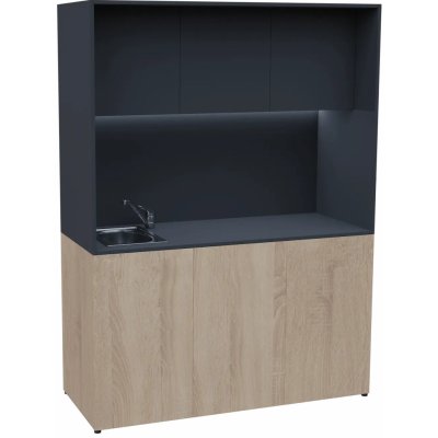 KUCH - CUBE PLUS 3 kuchyňka, vybavení - dřez + baterie, 2000x1480x600 mm, LED osvětlení, dvířka, dub bardolino/antracit – Sleviste.cz