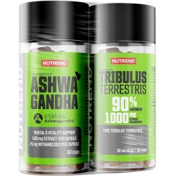 Nutrend ASHWAGANDHA 60 kapslí + TRIBULUS TERRESTRIS 60 kapslí