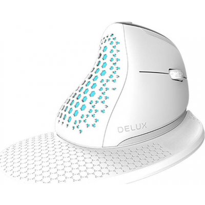 Delux Bezdrátová ergonomická myš Delux M618XSD BT+2.4G RGB (bílá)
