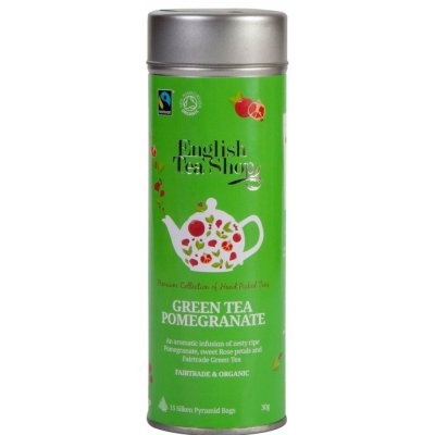 English Tea Shop ZELENÝ ČAJ S GRANÁTOVÝM JABLKEM BIO A FAIRTRADE 15 čajových pyramidek