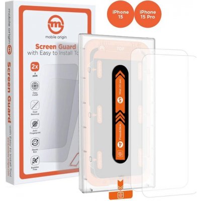 Mobile Origin Orange Screen Guard iPhone 15 Pro 2ks s aplikátorem SGA-F-i15Pro-2pk – Zboží Mobilmania
