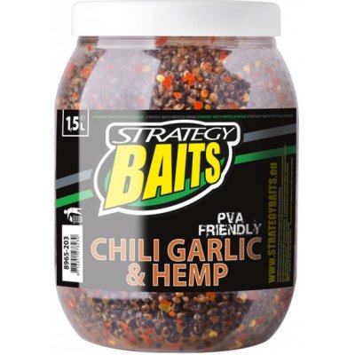 STRATEGY BAITS Partikl PARTICLES CHILLY GARLIC HEMP 1,5l Konopí Česnek Chilli