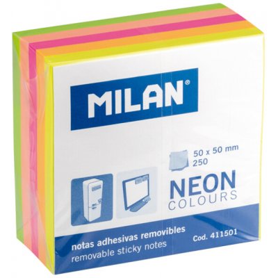 MILAN Blok lep MILAN Fluo colours neon 50 x 50 mm 250 l. – Hledejceny.cz