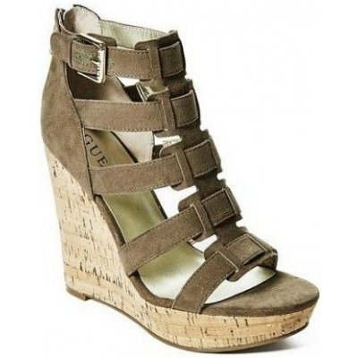 Guess boty Tyfany Gladiator Wedge Sandals medium brown fabric – Zbozi.Blesk.cz