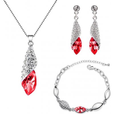 Sisi Jewelry souprava náhrdelníku náušnic a náramku Elegance Garnet Červená SET2029