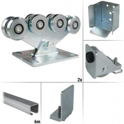 IBFM 2160KIT - sestava pro výrobu pojezdu posuvné nesené brány do průjezdu 4,2 m a 500 kg, pozinkovaný profil – Zboží Mobilmania