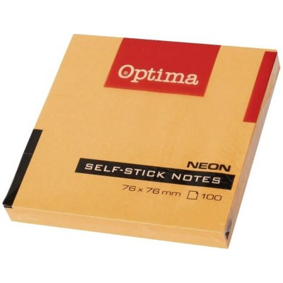 Samolepicí blok OPTIMA 75 × 75 mm, neonově oranžový, 100 listů, 122934 – Hledejceny.cz