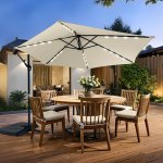 Avenberg Velký polohovatelný slunečník Sunny LED 300, béžová – Sleviste.cz