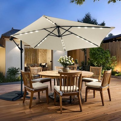 Avenberg Velký polohovatelný slunečník Sunny LED 300, béžová – Sleviste.cz