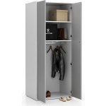 Plan Kancelářská šatní skříň LAYERS, šatní tyč, 800 x 600 x 1905 mm, bílá / šedá – Zboží Mobilmania