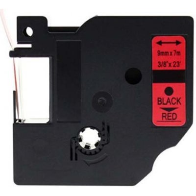 Kompatibilní páska s Dymo 40917, S0720720, 9mm x 7m černý tisk / červený podklad – Zboží Živě