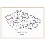 Vzpomínková mapa Naše cesty – Česko, A3 + rám – Zboží Mobilmania