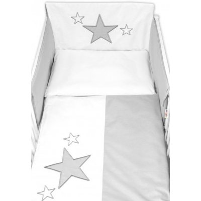 Baby Nellys 5-dílná sada Baby Stars 3D + peřinky šedá 135 x 100 cm – Sleviste.cz