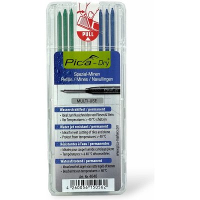 Pica tuhy náhradní kulaté pro tužku Dry na veškeré povrchy 2*bílá 3*modrá 3*zelená 4040