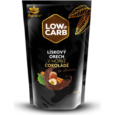 TOPNATUR Low carb lískový oříšek v hořké čokoládě a skořici 125 g – Zboží Mobilmania