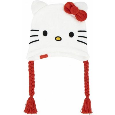 OEM Dětská zimní čepice s copánky Hello Kitty Kitty s červenou mašlí – Hledejceny.cz