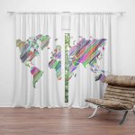 Sablio Závěs Barevné světadíly: 2ks 140x250cm – Hledejceny.cz