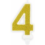 PartyDeco Narozeninová svíčka 4 zlatá 7cm – Zboží Dáma