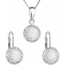 Evolution Group Třpytivá souprava šperků s krystaly Preciosa 39160.1 & white s.opal (náušnice řetízek přívěsek)
