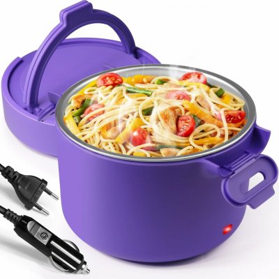 Apritsce Trading Kft. Elektrický obědový box Ohřívač jídla 3v1 (12 V/24 V/220 V) s vidličkou 80 W , Barvy a parametry Fialová – Sleviste.cz