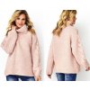 Dámský svetr a pulovr Fashionweek Oversized golfový svetr pletený rolák DEMI světle růžová