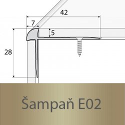 Profil Team Schodová hrana šampaň E02 42x28mm 1,2 m 5mm