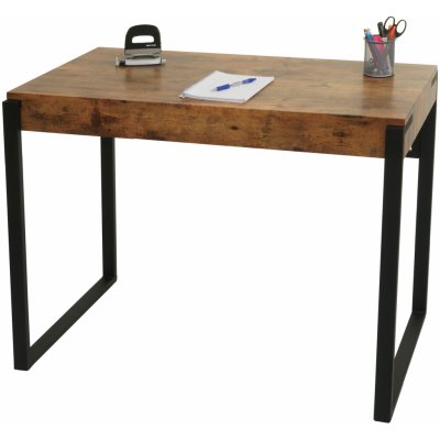Mendler Stůl HWC-L53, kancelářský stůl počítačový stůl pracovní stůl, kov 100 x 54 cm tmavý divoký dub