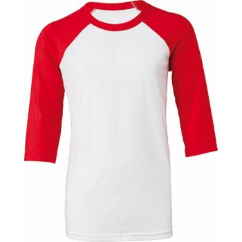 Bella+Canvas dětské směsové triko s baseballovým 3/4 kontrastním rukávem bílá červená