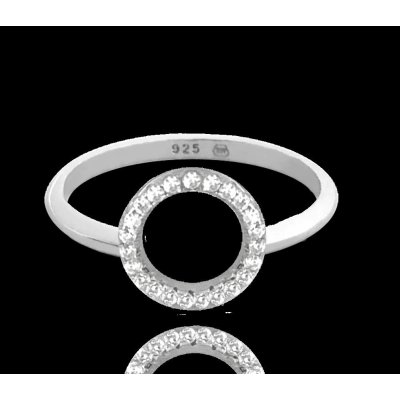 MINET Stříbrný prsten Kroužek s bílými zirkony JMAN0140SR59 – Zboží Dáma