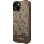 Guess iPhone 14 Pro Max hnědé PC/TPU 4G PU s kovovým logem Bottom Stripe – Hledejceny.cz