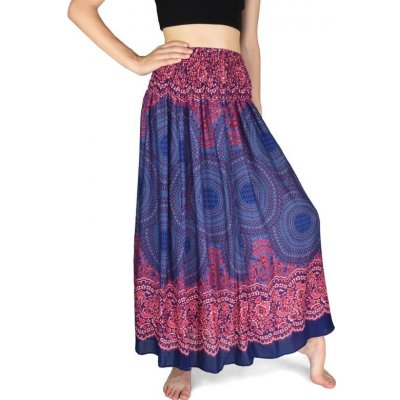 Dlouhá sukně KAMON, růžové mandaly varianta A (pruh nahoře) fialová – Zboží Mobilmania