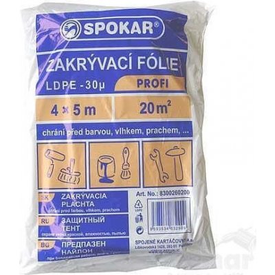 Spokar Zakrývací fólie 4x5m, LDPE-30MY – Zboží Mobilmania