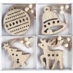 Anděl Přerov Dekorace vyřezávané mix motivů na zavěšení 7 cm 12 ks – Zboží Dáma