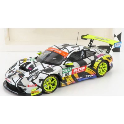 Minichamps Porsche 911 991-2 Gt3-r Iron Force By Ring Police Team N 69 Adac Gt Masters 2019 L.luhr M.holzer Bílá Černá Žlutá 1:18