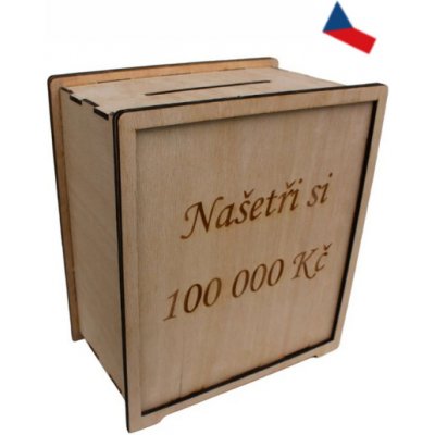 JH WoodArt Dřevěná pokladnička - Spořicí výzva 100 000 Kč – Zboží Dáma
