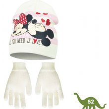 Bílá čepice a rukavice Minnie a Mickey
