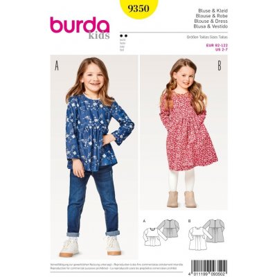 Střih Burda číslo 9350 dětská halenka, šaty – Zboží Dáma