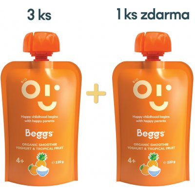 Beggs BIO Smoothie s jogurtem a tropickým ovocem 4 x 120 g – Zboží Dáma